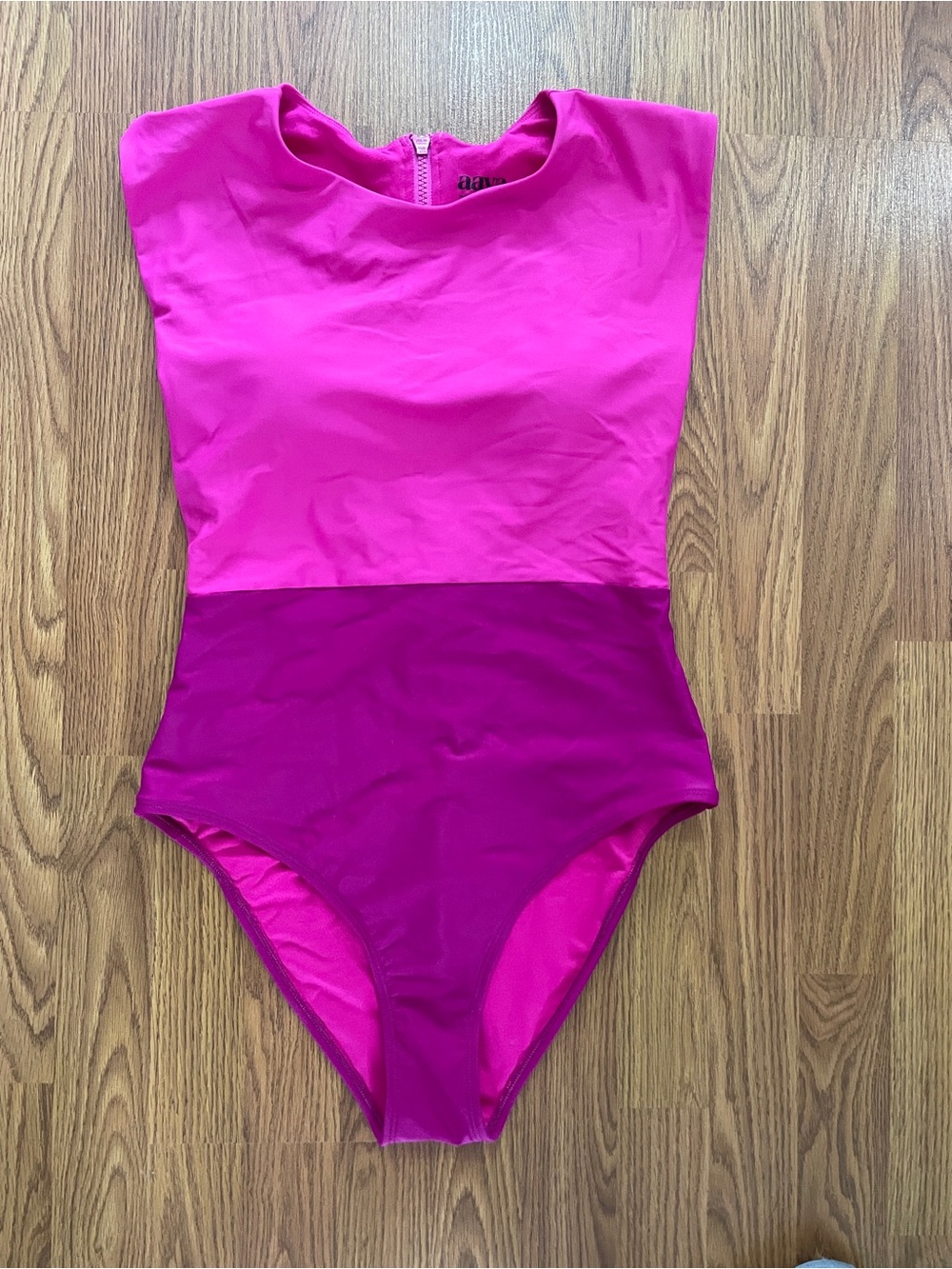 Aava women’s large Selena zip-up one-piece swimsuit, pink colourblock
